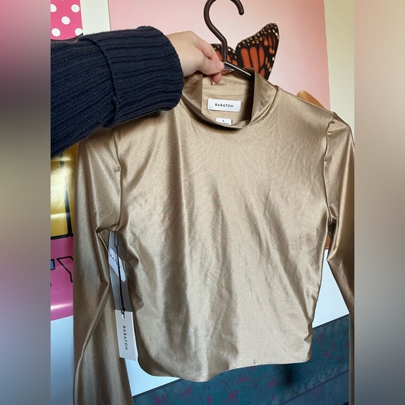 Aritzia Satinette Gold Longsleeve - Picture 1 of 3